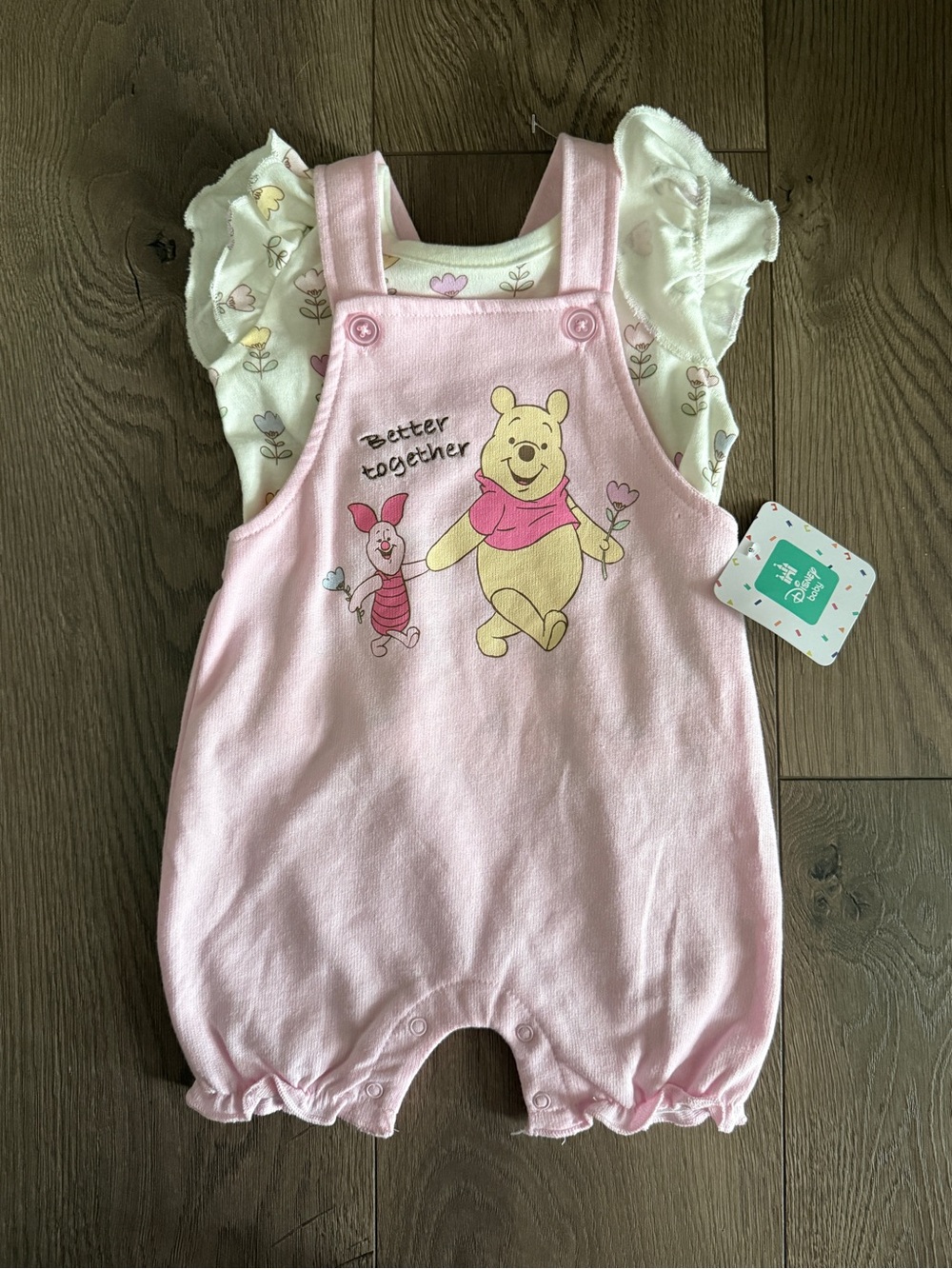 Disney Baby Winnie the Pooh Pink Baby Overalls Set 12 Month
